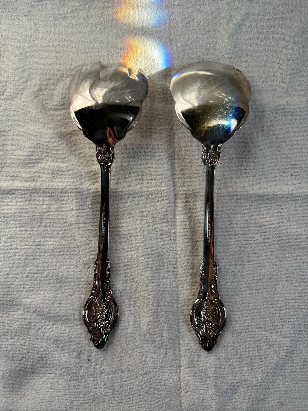 Vintage Wallace Silverplate Silver Serving Salad Spoon and Fork